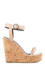 Load image into Gallery viewer, Nude Patent Faux Leather Strap Wedges