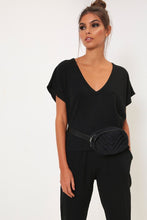 Load image into Gallery viewer, Black Ribbed Boxy Loungewear Set