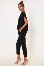 Load image into Gallery viewer, Black Ribbed Boxy Loungewear Set