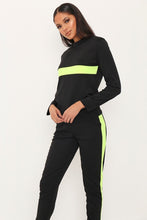 Load image into Gallery viewer, Black Sweater &amp; Joggers Loungewear Set With Neon Stripe