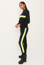 Load image into Gallery viewer, Black Sweater &amp; Joggers Loungewear Set With Neon Stripe
