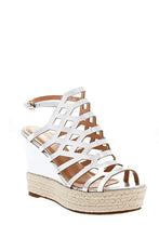 Load image into Gallery viewer, Patent PU Silver Cage Espadrille Wedges-Single price