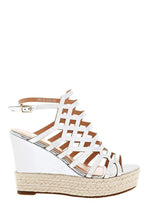 Load image into Gallery viewer, Patent PU Silver Cage Espadrille Wedges-Single price