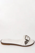 Load image into Gallery viewer, Silver Buckle White Flat Sandals-SinglePrice