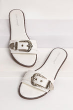 Load image into Gallery viewer, Silver Buckle White Flat Sandals-SinglePrice