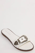 Load image into Gallery viewer, Silver Buckle White Flat Sandals-SinglePrice